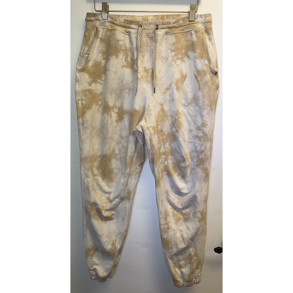 Vuori Joggers Womens Large White Tan Laguna Lounge Pant Tie Dye Athleisure READ